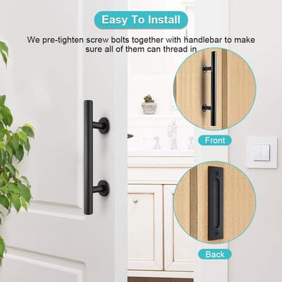 Dailygoods- Schuifdeur Handgreep Hoogwaardig Koolstofstaal - Antieke Deurklink - Zwart Gepoedercoat - Dubbelzijdige Handgreep - Eenvoudige Installatie - Deurgreep