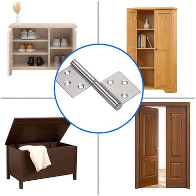 Dailygoods- Scharnieren Hoogwaardige Roestvrij Stalen Deurscharnieren - Kleine Scharnieren - Scharnieren Keukenkastjes - Vouwscharnieren - Scharnierpen - Eenvoudig te Installeren 80 x 50 x 7 mm - Deurscharnier