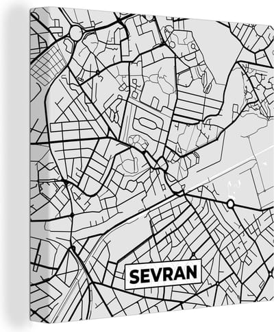 Canvas Schilderij Plattegrond - Sevran - Stadskaart - Kaart - Frankrijk - 20x20 cm - Wanddecoratie