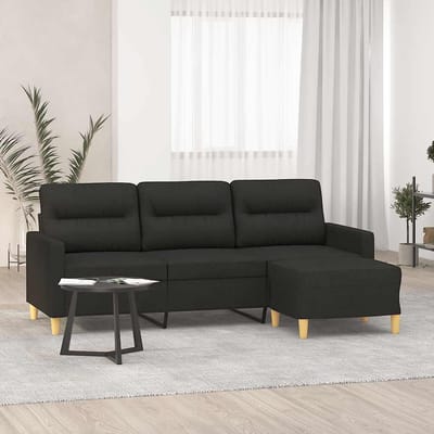vidaXL - Driezitsbank - met - voetenbank - 180 - cm - stof - zwart