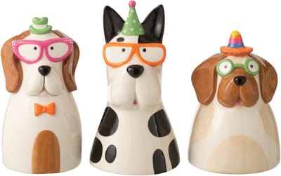 J-Line vaas Hond Bril - keramiek - mix - large - doos van 3