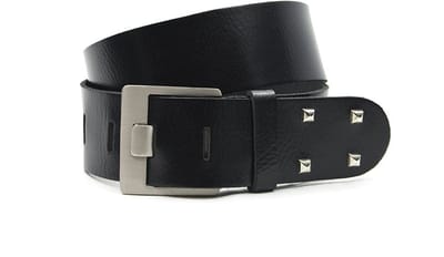 Dames afhang riem zwart met studs - 5 cm breed - Leer - Brede riem - Stoer - Maat 90