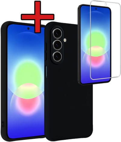 Hoesje - Met Screenprotector - Geschikt voor Samsung Galaxy A27 - Sterk & Shockproof - Telefoon Hoes - Back Cover - Siliconen Case - Telefoonhoes - Zwart
