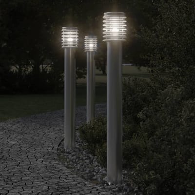 vidaXL Buitenvloerlamp met stopcontact 110 cm roestvrijstaal zilver