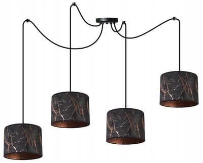 Light-Home WERONA – Hanglamp – 4-lichts – Zwart/Koper – Metalen Constructie – Verstelbare Hoogte