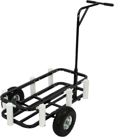 Viskar met Wielen - Hengelsportkar Outdoor - Vissen Organiseren - Zeven Hengelhouders - 95x48x31.5 cm - Wit