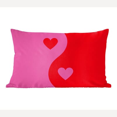 Sierkussens - Kussentjes Woonkamer - 60x40 cm - Minimalistisch - Rood - Roze - Hartjes