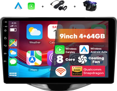 Boscer Autoradio - Geschikt voor Toyota Aygo, Citroën C1 & Peugeot 108 (2015-2020) - Android 15 - 9 Inch HD Touchscreen - 8-Core Snapdragon 4+64GB - Interne Koeling - Apple CarPlay & Android Auto - GPS, WiFi, Bluetooth - Camera & Microfoon
