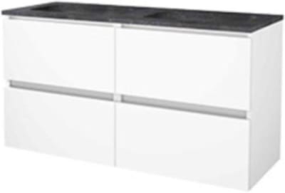 Basic-Line Start 46 Badkamermeubelset - 120 x 46 cm - Greeploos - 4 Lades - Hardstenen Wastafel - Zonder Kraangat - Ice White