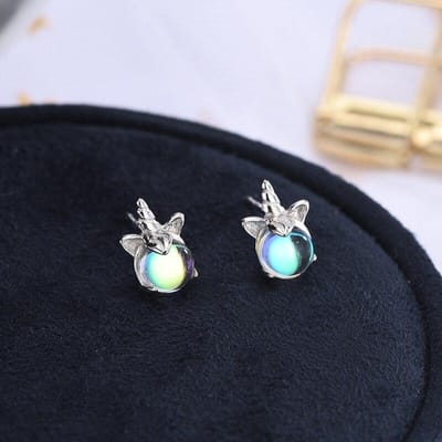 925 Sterling Zilver Eenhoorn Opaal Stud Oorbellen Voor Vrouwen Feest Verjaardag Sieraden Pendientes eh473 gray