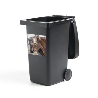 Container sticker Paarden - IJslandse paarden - 40x40 cm - kliko sticker - weerbestendige containersticker