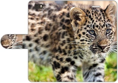 Huawei Ascend P8 Lite Telefoonhoesje met Pasjes Baby Luipaard