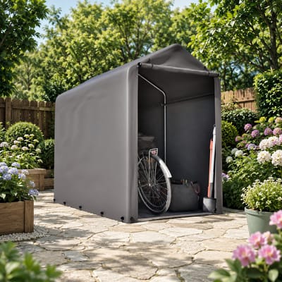 Multifunctionele tuinhuis - Tuinhuis met Schuin Dak – Gereedschapsschuur - Fietsschuur - 187x100x160 cm - Garagetent - Outdoor Tuinopslag - Weerbestendig - Grijs
