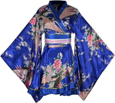 Allecto Plus - Vrouwen Sexy Korte Kimono Kostuum - Japanse Geisha Yukata Print Jurk met Riem