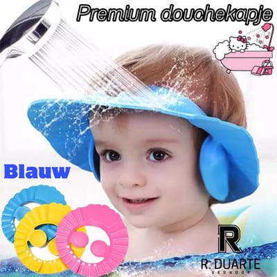Jumada's Douchemuts/-Kapje/-Cap: Blauw, voor Baby, Dreumes & Peuter - Met Oorbescherming!"