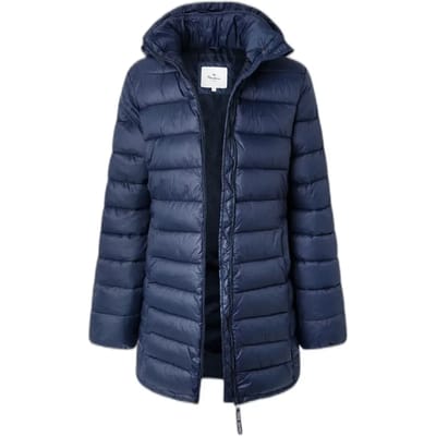 Pepe Jeans Maddie Long Puffer Jas Blauw S Vrouw