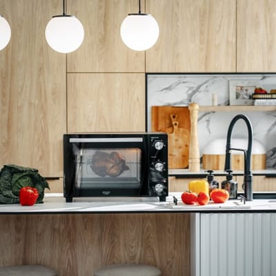 Elektrische oven 35L, 1500W, met convectie en draaispit, zwart, perfect voor kookliefhebbers