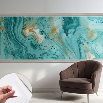 Coloray Zelfklevend Behang - Zeegolven Stickerbehang op rol - 250x104 cm - Blauw Zelfklevend Behang - Voor de woonkamer, slaapkamer en kantoor - Herpositioneerbaar - Zelfklevend fotobehang