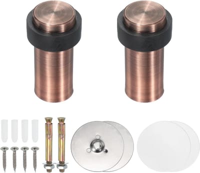 Ronde Deurstoppers - Deurwig Set - Vloer Beschermen - Roestvrij Staal - 80 mm Hoog - Koperkleurig