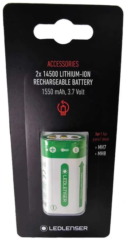 Led Lenser 14500 Li-ion Voor Mh8 1550mah 3.7v 2 Eenheden Grijs
