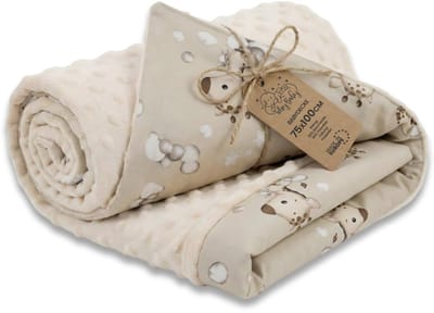 Babydeken Knuffeldeken All-season deken 100x75 cm minky – dubbelzijdig fleece katoen warm zacht donzig kinderen newborn – wiegdeken kinderwagen omkeerbaar peuter reisdeken Oeko-Tex Giraffen