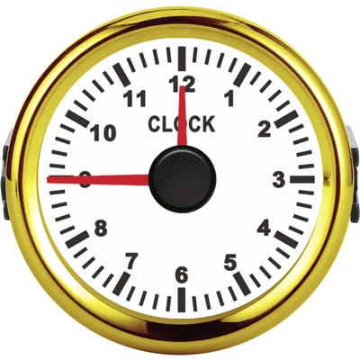 2 inch Universele Klokmeter Instrument 0-12 Urenteller Rode Achtergrondverlichting 12V 24V voor Auto Boot Jacht Motorfiets Witte Wijzerplaat Goud black