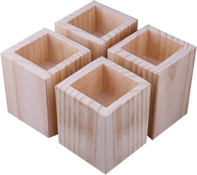 Houten Meubelverhoger Vierkant Olifantenpoot voor Tafel Bed Bank 4 stuks