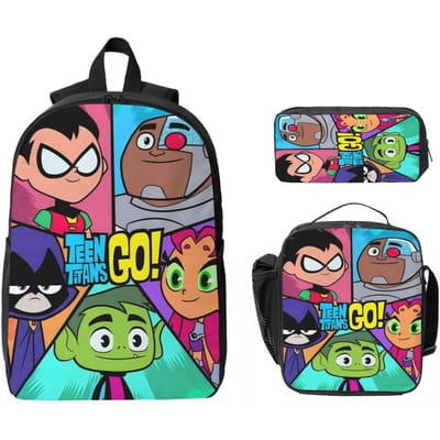 3-delige Teens Titans Go Beast Boy Rugzakset voor Jongen Meisje Etui Boekentassen Sets met Lunchbox Voor Schoolleerlingen Rugzak blue