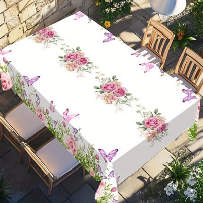 Roze Rozen Vlinder Bedrukte Tafelkleed Bruiloft Feest Decor Lente Waterverf Bloemen Keuken Eetkamer Tafelkleed Moederdag Cadeau 100x160cm