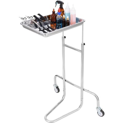 Chariot de laboratoire en acier inoxydable avec plateau unique et 2 roues silencieuses pour laboratoire clinique