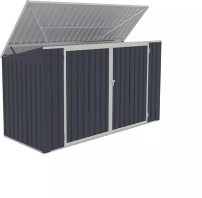Vente-unique Afdak voor driedubbele vuilnisbak van antracietgrijs gegalvaniseerd staal - L237 x D101 x H131 cm - ILARIO L 235 cm x H 112 cm x D 97 cm