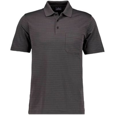 Ragman Polo Duo Fine Line Soft Knit Easy Care Antraciet / male