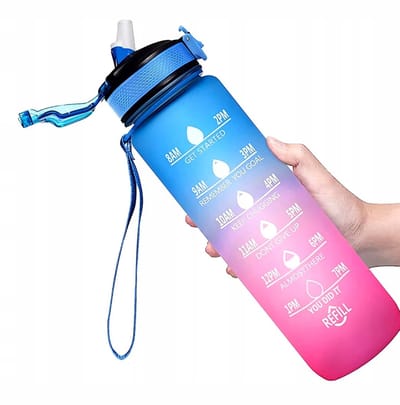 Motiverende Drinkfles 1L Sport Bidon met Maatstreep & Tijdmarkering
