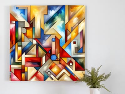 Olieverf picasso schilderij | Vibrant abstract masterpiece inspired by the genius of Picasso's artwork | Kunst - 50x50 centimeter op Dibond | Foto op Dibond