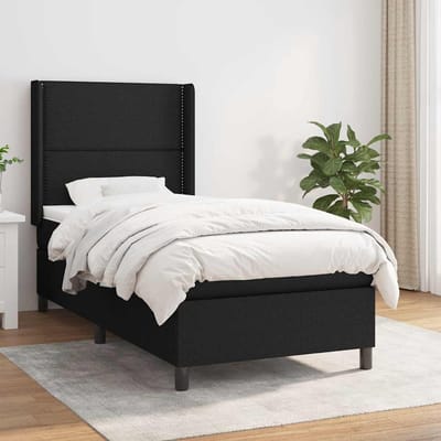 vidaXL - Boxspring - met - matras - stof - zwart - 90x190 - cm