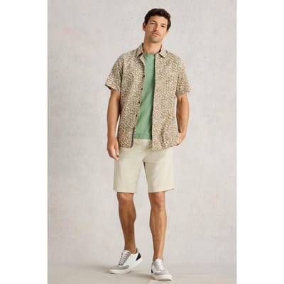 White Stuff Finsbury Leaf Printed Shirt Green Print Maat: XS | Casual Overhemden Outlet | Heren | Beige