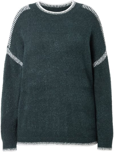 Studio Untold - Dames - Trui oversized siernaden - Middernacht groen - Maat 42+