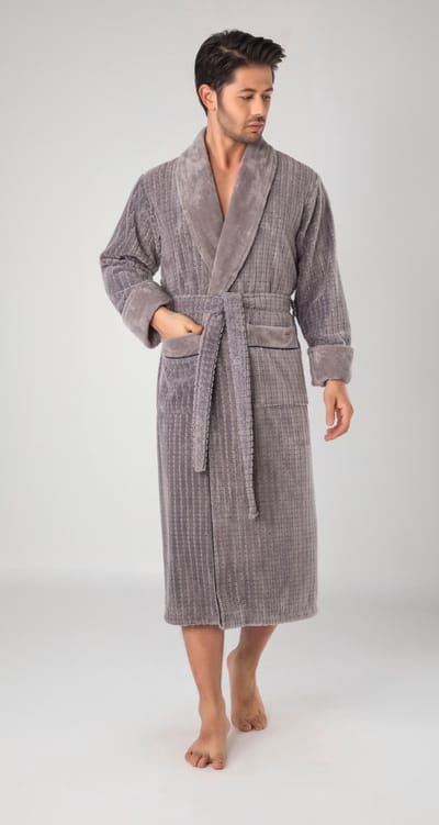 Heren Bamboe Katoen Badjas Adriano / Grijs / L/XL