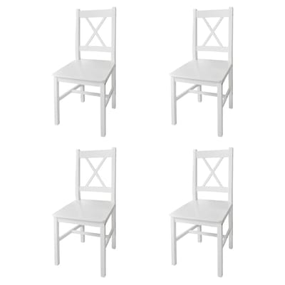 vidaXL - Eetkamerstoelen - 4 - st - grenenhout - wit