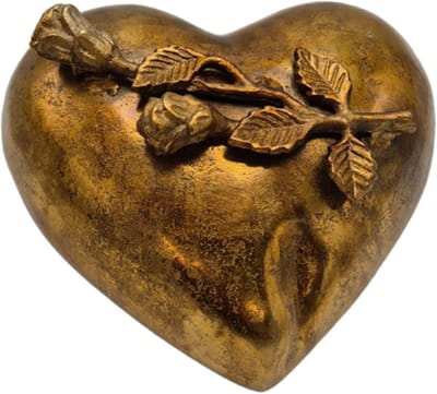 Urnenspecialist® - Urn hart met roos - Urn Hart - As verwerking - 1600ML - Antiek Goud - Gold