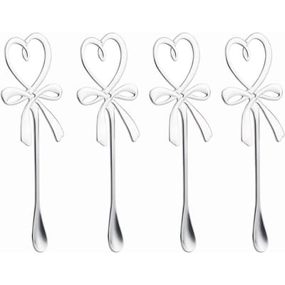 4 stuks/lot Koffielepel Creatief 304 Roestvrij Staal Gouden Bloemlepel Ins Schattige Hangende Kop Kleine Roerlepel Met Souvenir white