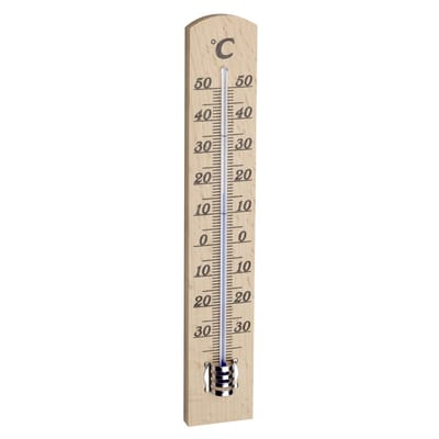 TFA Binnen Thermometer - analoog - berkenhout - bruin - 18 x 3 cm