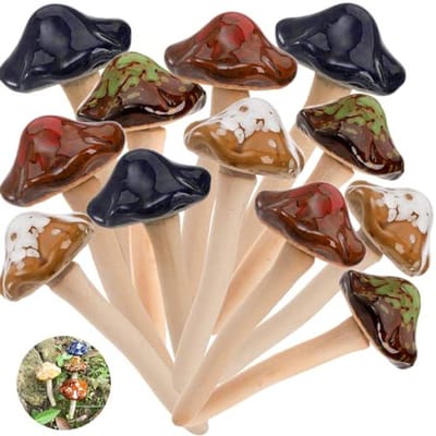 12 Pack Kleurrijke Tuin Paddestoelen voor Buiten en Binnen