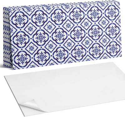 Coloray Plaktegels - Tegelpatroon met ornamenten Wandtegel Zelfklevend - 60 cm x 30 cm - Blauw Plaktegels - 6 stuks - Rechthoek PVC Tegels - Plaktegels Keuken - Zelfklevende Vloertegels Badkamer - Vinyltegels Vloer Zelfklevend - Portugese Tegels