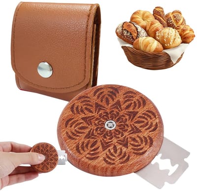 SnelShoppen - Broodmes met 5 Snijders en Bruine Leren Etui - Perfect voor Bakken, Snijden en Deeg - Professionele Kwaliteit, Ideaal voor Keuken en Fee