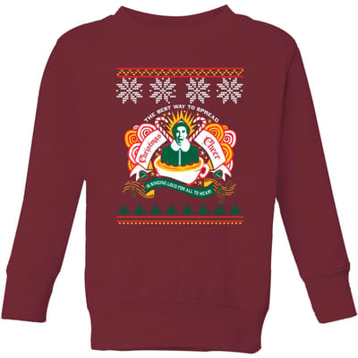 Christmas Cheer Kids' Christmas Jumper - Burgundy - 122/128 (7-8 jaar)