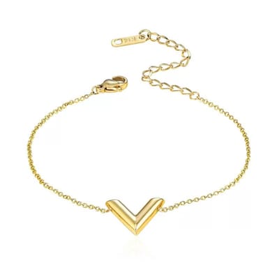 WeLoveSilver - dames armband - V-vorm - chirurgisch staal - goudkleurig