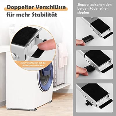 Set van 2 wasmachine-onderstellen met meubellifter en wielen - Draagvermogen 300 kg
