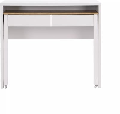 Vente-unique Uitschuifbaar console-bureau met 2 lades - Wit en naturel - LOAVIA