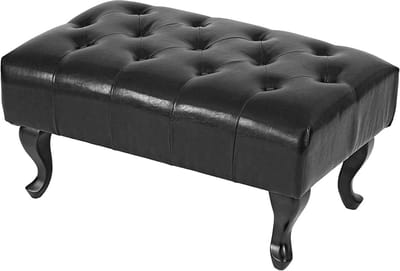 Ottomaanse Zitkruk - Voetenbank Kruk - Woonkamer Verfraaien - Chesterfield Design - 39x77x47cm - Zwart